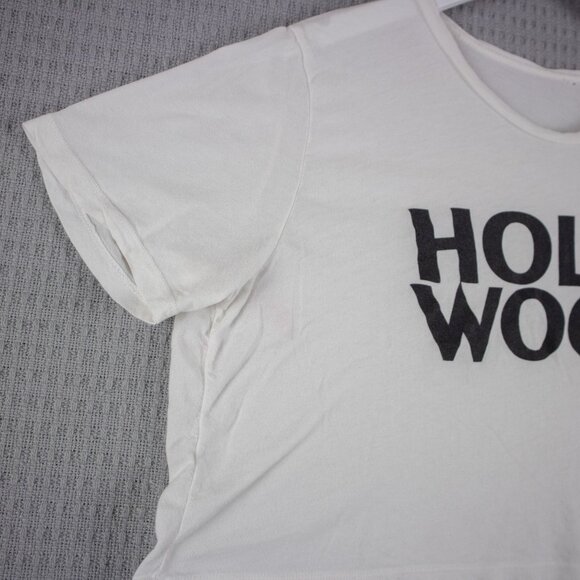 Hollywood Vintage Crop Top Wide Womens Spellout Large - Picture 4 of 8